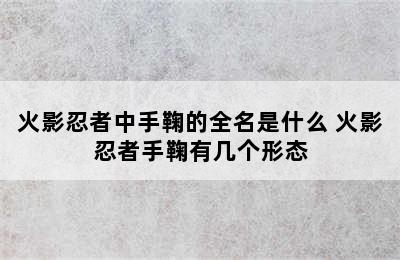 火影忍者中手鞠的全名是什么 火影忍者手鞠有几个形态